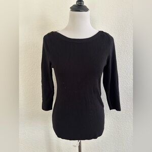 Roz & Ali Black Top with Gold Button Detail